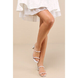 Lulus Tresa Silver Floral Strappy High Heel Sandals - Size 8